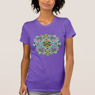T-shirt Papillon rose Mandala main Whimsical tiré