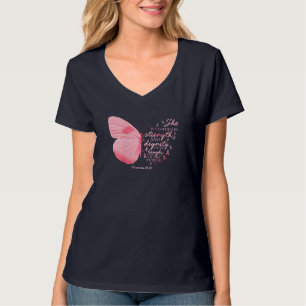 T-shirt Papillon rose Ruban Cancer du sein Femme religieus