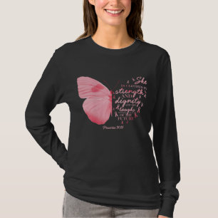 T-shirt Papillon rose Ruban Cancer du sein Femme religieus