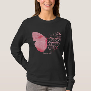 T-shirt Papillon rose Ruban Cancer du sein Femme religieus