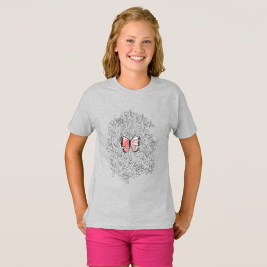T-shirt papillon Roses (Devant entier)