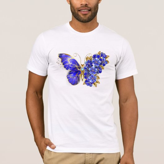 T-shirt Papillon Saphir Fleur (Devant)