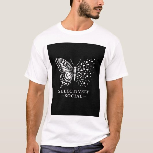 T-shirt Papillon sélectivement sociable, sarcastique, humo (Devant)