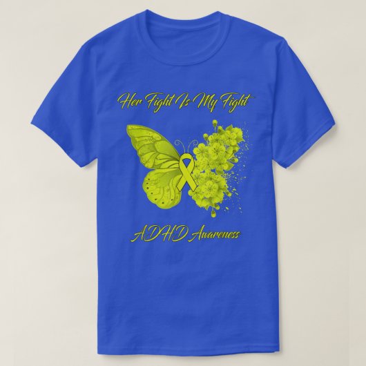 T-shirt Papillon Son combat est ma lutte contre le TDAH (Design devant)