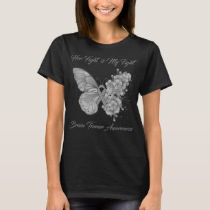 T-shirt Papillon Son combat est ma tumeur cérébrale de com