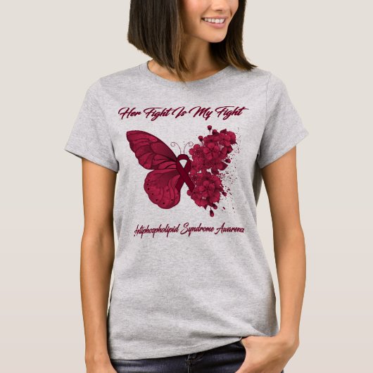 T-shirt Papillon Son Combat Est Mon Combat Antiphospholipi (Devant)