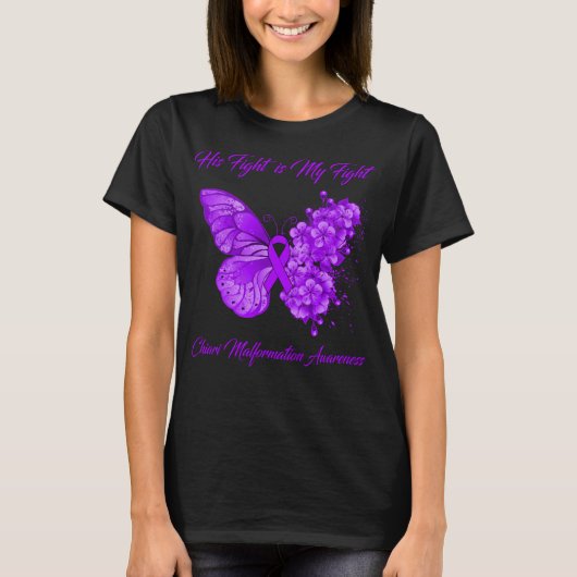 T-shirt Papillon Son combat est Mon combat Chiari Malforma (Devant)
