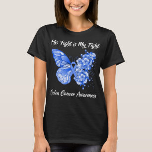 T-shirt Papillon Son combat est mon combat Colon Cancer Aw