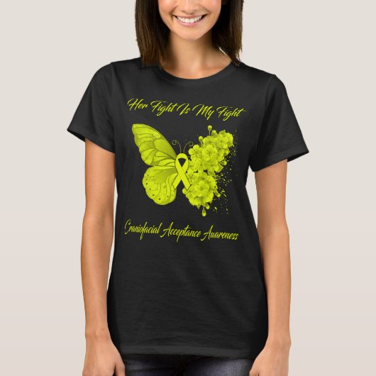 T-shirt Papillon Son combat est mon combat craniofacial (Devant)