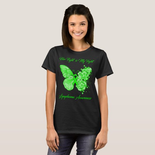 T-shirt Papillon Son combat est Mon combat Lymphome Sensib (Devant entier)