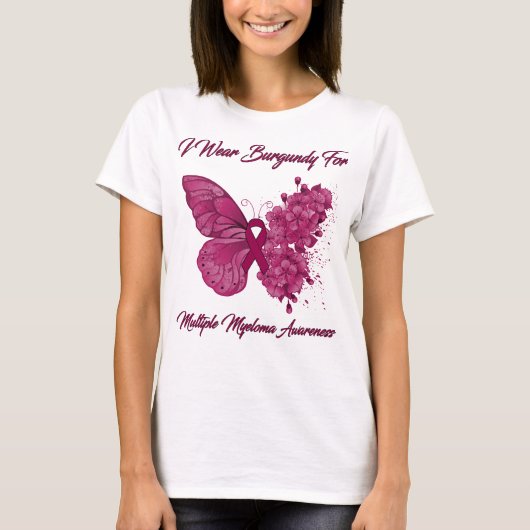 T-shirt Papillon Son combat est Mon combat Myélome multipl (Devant)