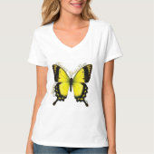 T-shirt Papillon Swallowtail Jaune Col en V (Devant)