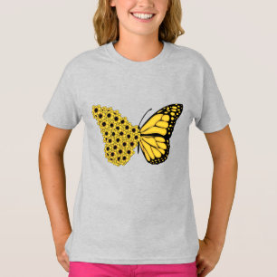T-shirt papillon tournesol vintage femme monarque
