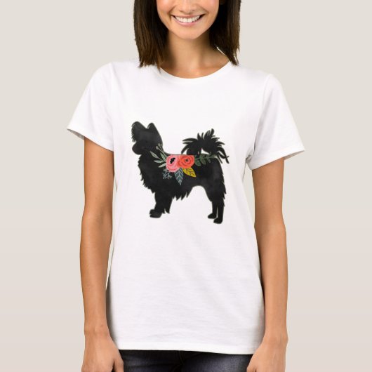 T-shirt Papillon Toy Chien race Boho Floral Silhouette (Devant)