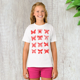 T-shirt Papillon Tribal Rouge Ornemental