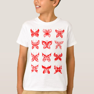 T-shirt Papillon Tribal Rouge Ornemental