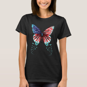 T-shirt Papillon Usa Drapeau mignon 4 juillet Américaine f