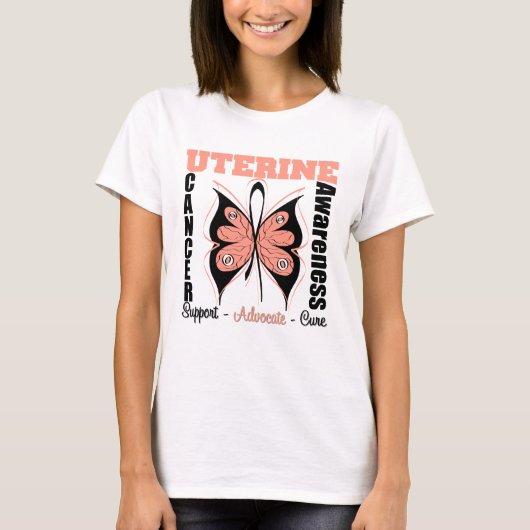 T-shirt Papillon utérin de conscience de Cancer (Devant)