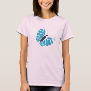 T-shirt Papillons abstraits bleus et noirs volant sur des