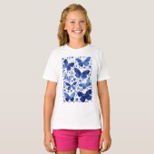 T-shirt Papillons Aquarelle Bleu (Devant entier)