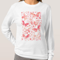 Papillons Aquarelle Corail rose