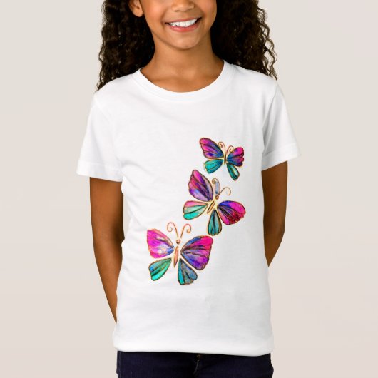 T-Shirt Papillons Colorés Volants (Devant)