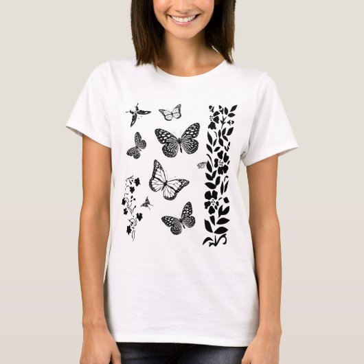 T-shirt Papillons dans le jardin élégant (Devant)