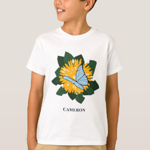 T-shirt Papillons de Pissenlit Jaune et Vert Nom Personnal