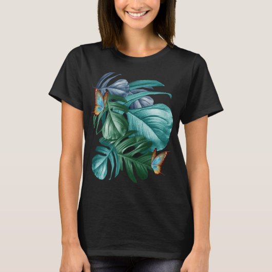 T-shirt Papillons du Paradis Tropical Turquoise Splash (Devant)