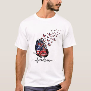 T-shirt Papillons Élégants   Drapeau américain   Liberté