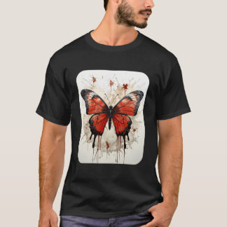 T-shirt Papillons esthétiques Papillons Nature Rouge