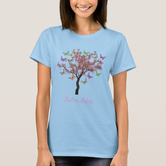T-shirt Papillons Et Arbre À Fleurs Personnalisés (Devant)