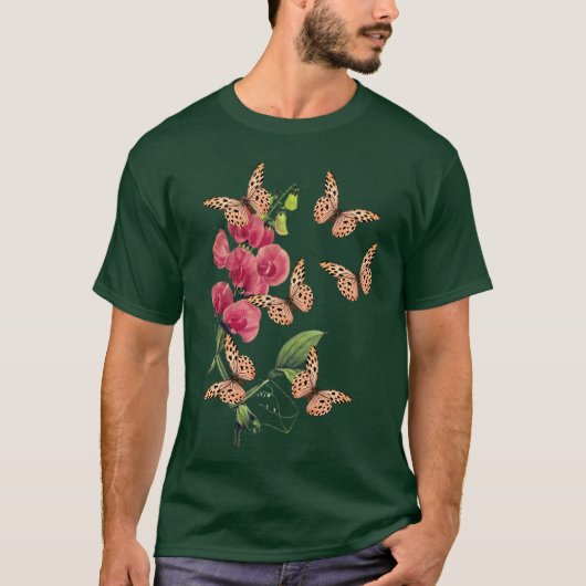 T-shirt Papillons Et Fleur De Pois Doux (Devant)
