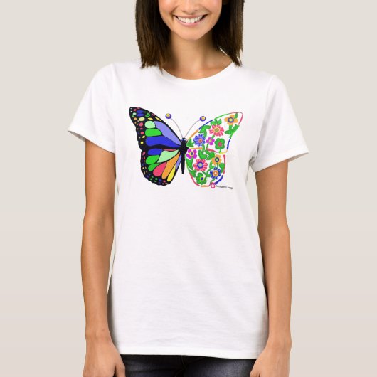T-shirt Papillons, Fleurs L'Amour Pulmonaire (Devant)