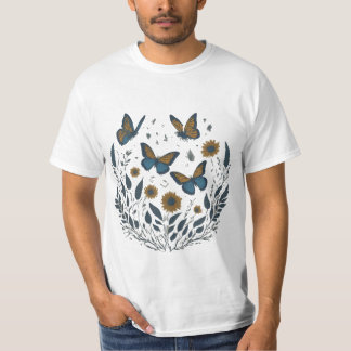 T-shirt papillons gracieux sur un papier doux