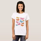 T-shirt Papillons Kawaii colorés - Motif Pastel mignon (Devant entier)