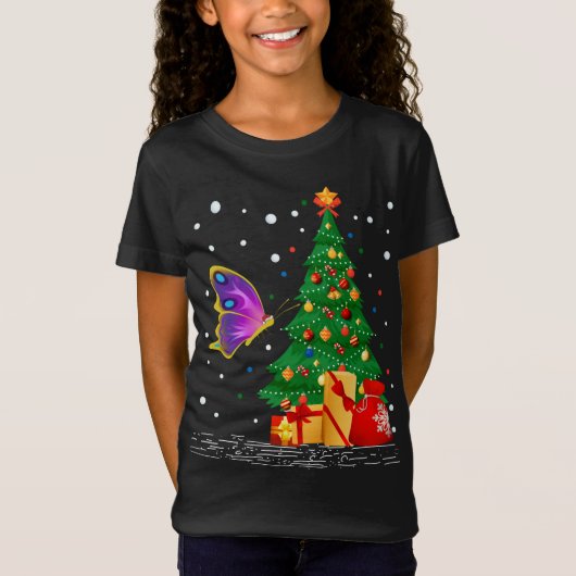 T-Shirt Papillons Lover Cadeau Père Noël Papillon Noël (Devant)