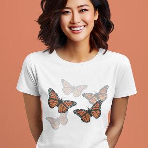 T-shirt Papillons monarques botaniques simples