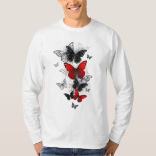 T-shirt Papillons noirs et rouges volants