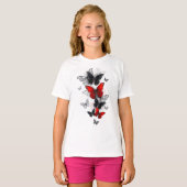 T-shirt Papillons noirs et rouges volants (Devant entier)