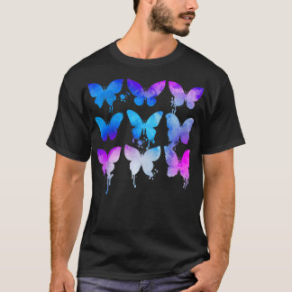 T-shirt Papillons papillon bleu rose bleu pourpre eau