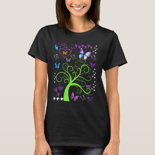T-shirt Papillons Papillons Cercle Les Arbres S'Amusent Tr (Devant)