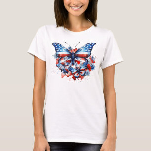 T-shirt Papillons patriotiques, rouge, blanc et bleu