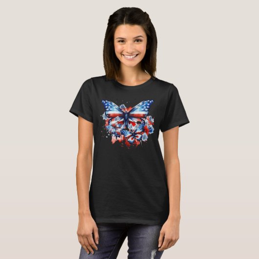 T-shirt Papillons patriotiques rouges, blancs et bleus (Devant entier)