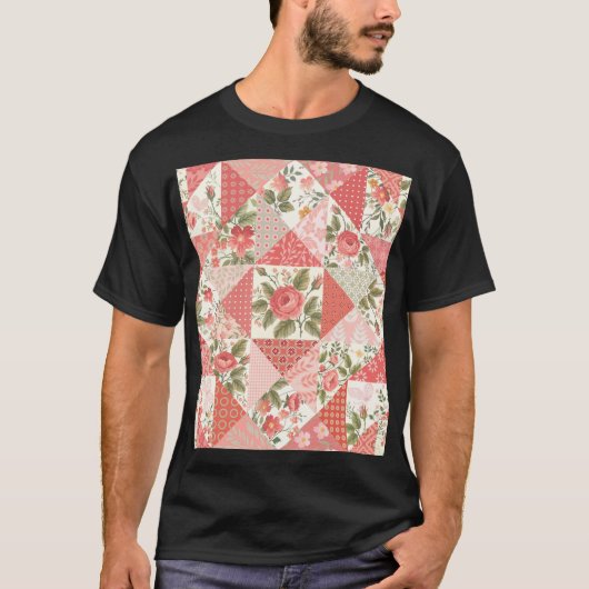 T-shirt Papillons rose Patchwork sans couture (Devant)