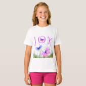 T-shirt papillons volants avec texte - Joy (Devant entier)