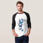T-shirt Papillons volants bleus Morpho (Devant entier)