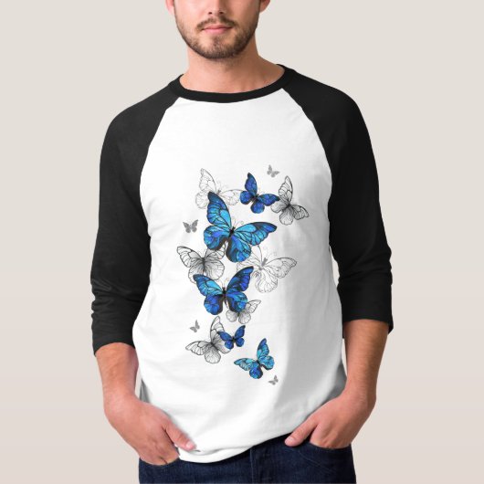 T-shirt Papillons volants bleus Morpho (Devant)