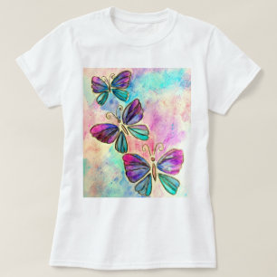 T-shirt Papillons volants rose pourpre