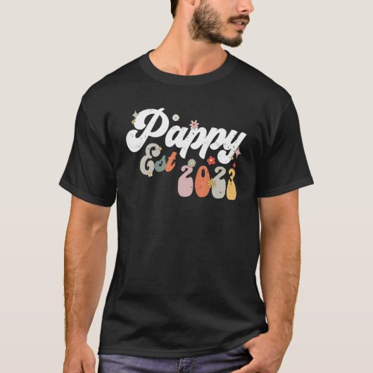 T-shirt Pappy Est 2023 Retro Super New Pappy (Devant)